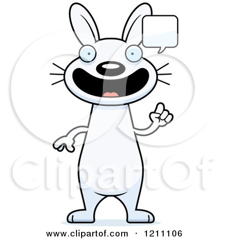 Cartoon of a Talking Slim White Rabbit - Royalty Free Vector Clipart by Cory Thoman