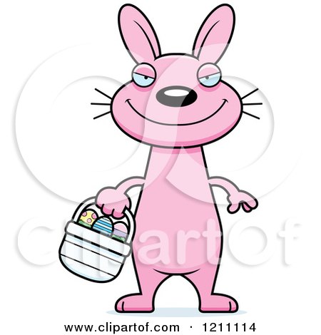 Cartoon of a Sly Slim Pink Easter Bunny - Royalty Free Vector Clipart by Cory Thoman
