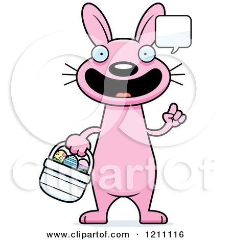Cartoon of a Talking Slim Pink Easter Bunny - Royalty Free Vector Clipart by Cory Thoman