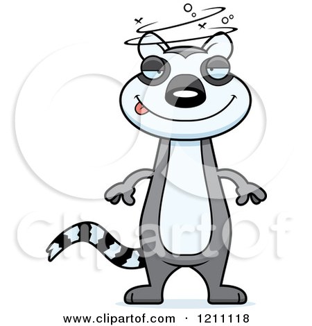 Cartoon of a Drunk Slim Lemur - Royalty Free Vector Clipart by Cory Thoman