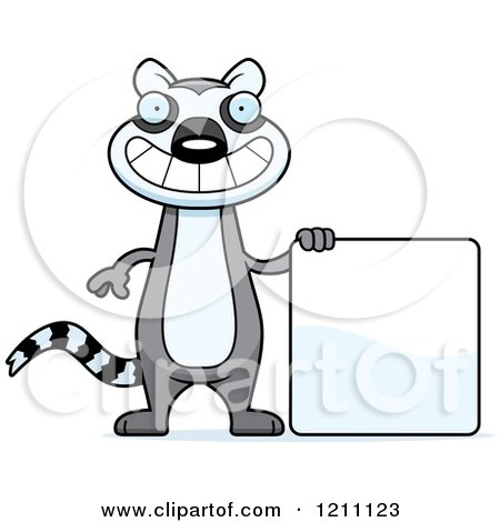 Cartoon of a Happy Slim Lemur with a Sign - Royalty Free Vector Clipart by Cory Thoman