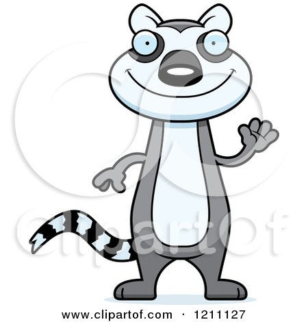 Cartoon of a Waving Slim Lemur - Royalty Free Vector Clipart by Cory Thoman