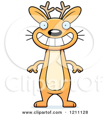 Cartoon of a Grinning Slim Jackalope - Royalty Free Vector Clipart by Cory Thoman