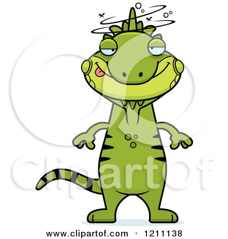 Cartoon of a Drunk Slim Iguana - Royalty Free Vector Clipart by Cory Thoman