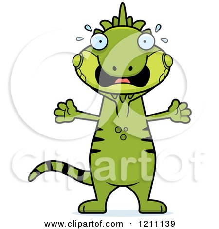 Cartoon of a Scared Slim Iguana - Royalty Free Vector Clipart by Cory Thoman