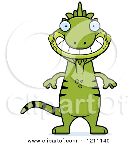 Cartoon of a Grinning Slim Iguana - Royalty Free Vector Clipart by Cory Thoman