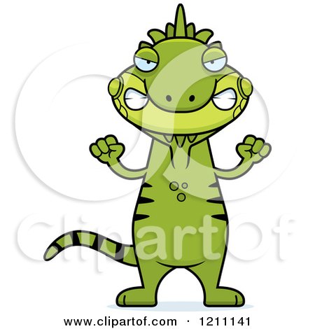 Cartoon of a Mad Slim Iguana - Royalty Free Vector Clipart by Cory Thoman