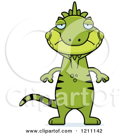 Cartoon of a Depressed Slim Iguana - Royalty Free Vector Clipart by Cory Thoman