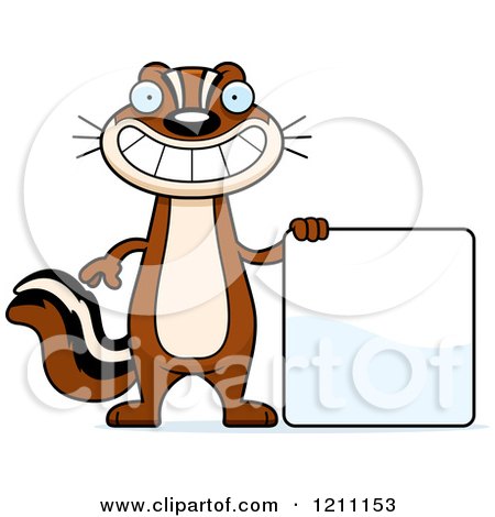 Cartoon of a Slim Chipmunk with a Sign - Royalty Free Vector Clipart by Cory Thoman