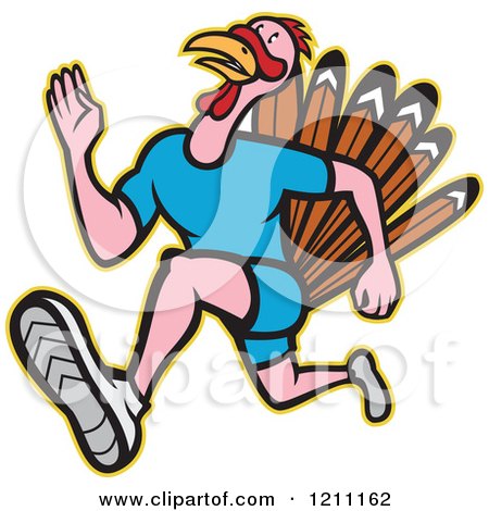 Clipart of a Turkey Trot Runner - Royalty Free Vector Illustration by patrimonio