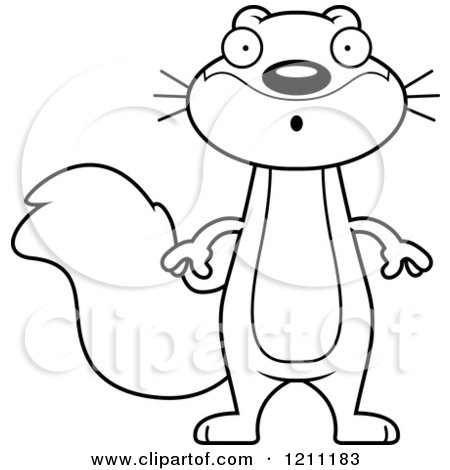 Cartoon of a Black and White Surprised Slim Squirrel - Royalty Free Vector Clipart by Cory Thoman