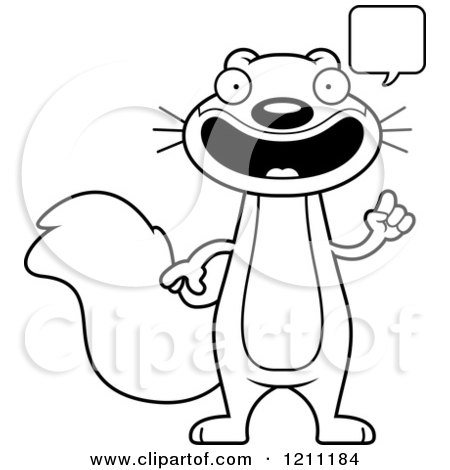Cartoon of a Black and White Talking Slim Squirrel - Royalty Free Vector Clipart by Cory Thoman