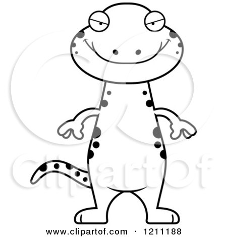 Cartoon of a Black And White Sly Slim Salamander - Royalty Free Vector Clipart by Cory Thoman