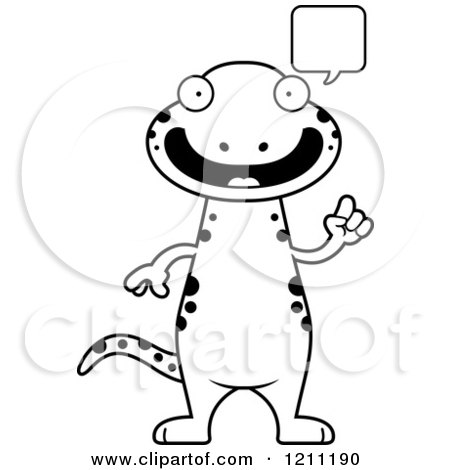 Cartoon of a Black And White Talking Slim Salamander - Royalty Free Vector Clipart by Cory Thoman