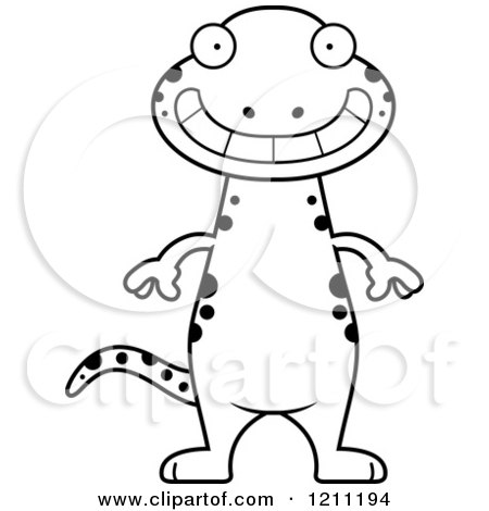 Cartoon of a Black And White Grinning Slim Salamander - Royalty Free Vector Clipart by Cory Thoman