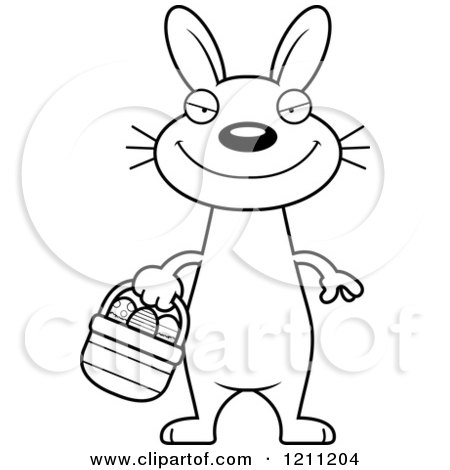 Cartoon of a Black And White Sly Slim Easter Bunny - Royalty Free Vector Clipart by Cory Thoman