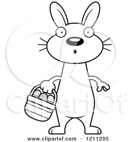 Cartoon of a Black And White Surprised Slim Easter Bunny - Royalty Free Vector Clipart by Cory Thoman