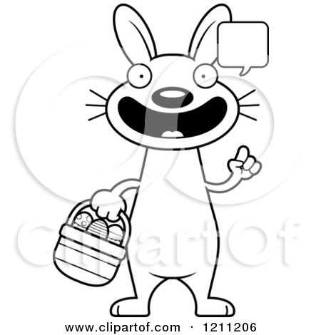 Cartoon of a Black And White Talking Slim Easter Bunny - Royalty Free Vector Clipart by Cory Thoman
