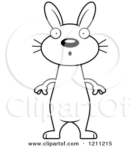 Cartoon of a Black And White Surprised Slim Rabbit - Royalty Free Vector Clipart by Cory Thoman