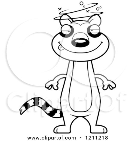 Cartoon of a Black And White Drunk Slim Lemur - Royalty Free Vector Clipart by Cory Thoman