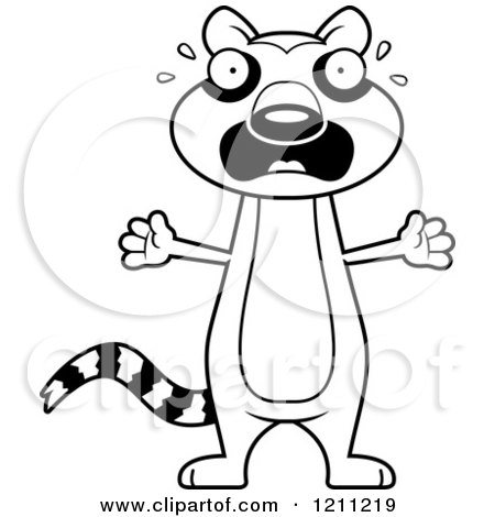 Cartoon of a Black And White Scared Slim Lemur - Royalty Free Vector Clipart by Cory Thoman