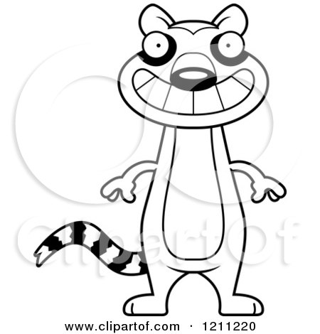 Cartoon of a Black And White Grinning Slim Lemur - Royalty Free Vector Clipart by Cory Thoman