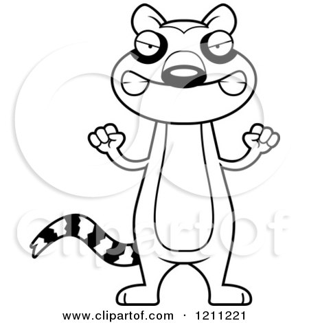Cartoon of a Black And White Mad Slim Lemur - Royalty Free Vector Clipart by Cory Thoman