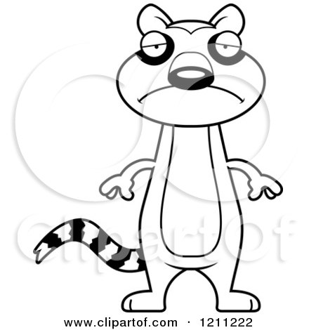 Cartoon of a Black And White Depressed Slim Lemur - Royalty Free Vector Clipart by Cory Thoman