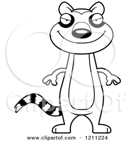 Cartoon of a Black And White Sly Slim Lemur - Royalty Free Vector Clipart by Cory Thoman