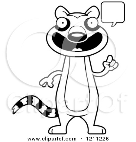 Cartoon of a Black And White Talking Slim Lemur - Royalty Free Vector Clipart by Cory Thoman
