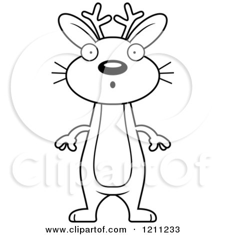 Cartoon of a Black And White Surprised Slim Jackalope - Royalty Free Vector Clipart by Cory Thoman