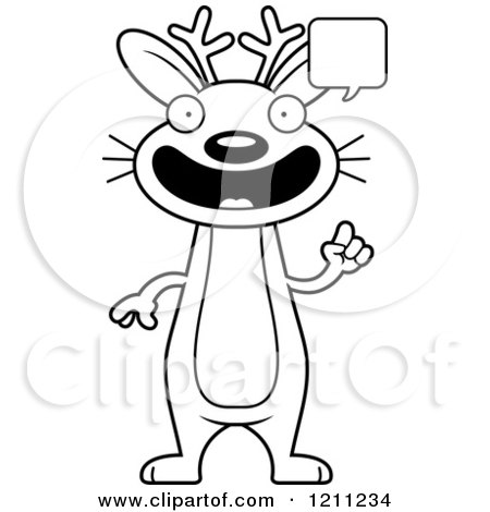 Cartoon of a Black And White Talking Slim Jackalope - Royalty Free Vector Clipart by Cory Thoman
