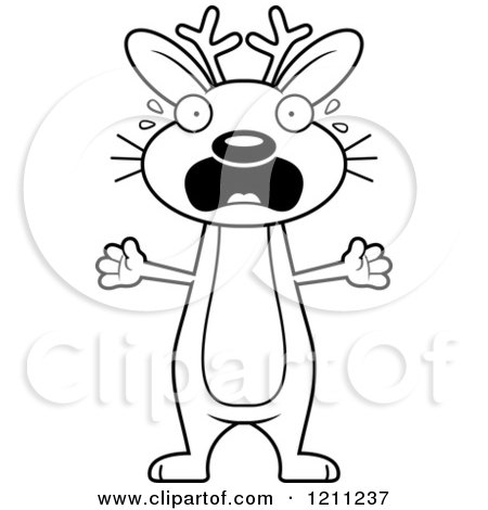 Cartoon of a Black And White Drunk Slim Jackalope - Royalty Free Vector Clipart by Cory Thoman