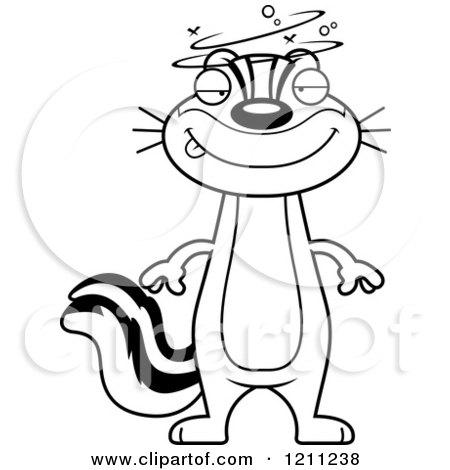 Cartoon of a Black And White Slim Drunk Chipmunk - Royalty Free Vector Clipart by Cory Thoman