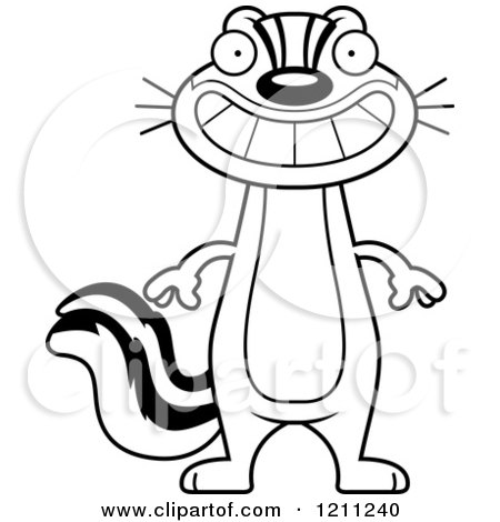 Cartoon of a Black And White Grinning Slim Chipmunk - Royalty Free Vector Clipart by Cory Thoman