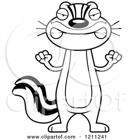 Cartoon of a Black And White Mad Slim Chipmunk - Royalty Free Vector Clipart by Cory Thoman