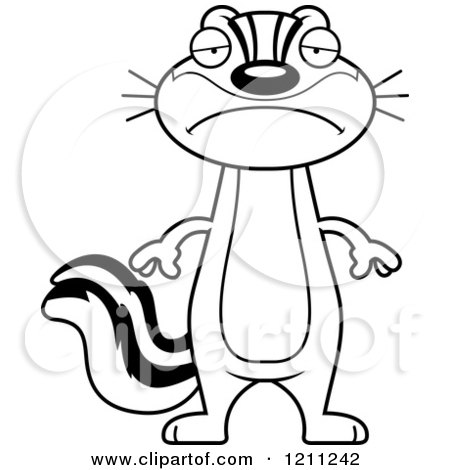Cartoon of a Black And White Depressed Slim Chipmunk - Royalty Free Vector Clipart by Cory Thoman