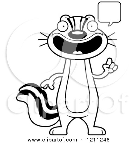 Cartoon of a Black And White Talking Slim Chipmunk - Royalty Free Vector Clipart by Cory Thoman