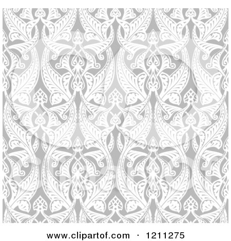 Cartoon of a Seamless Grayscale Art Nouveau Pattern - Royalty Free Vector Clipart by AtStockIllustration