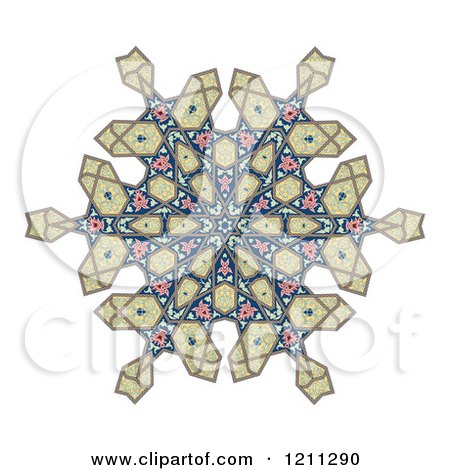 Clipart of a Kaleidoscope Arabic Floral Pattern - Royalty Free Vector Illustration by AtStockIllustration