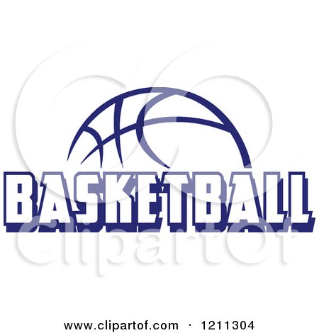 Clipart of a Navy Blue Ball with BASKETBALL Text - Royalty Free Vector Illustration by Johnny Sajem