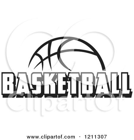 Clipart of a Black and White Ball with BASKETBALL Text - Royalty Free Vector Illustration by Johnny Sajem