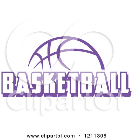 Clipart of a Purple Ball with BASKETBALL Text - Royalty Free Vector Illustration by Johnny Sajem