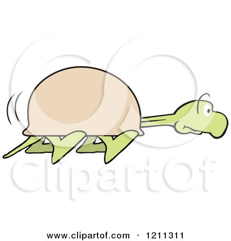 Cartoon of a Slow Tortoise Stretching His Neck and Walking - Royalty Free Vector Clipart by Johnny Sajem