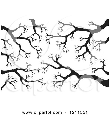 Cartoon of a Background of Black Bare Tree Branches - Royalty Free Vector Clipart by visekart