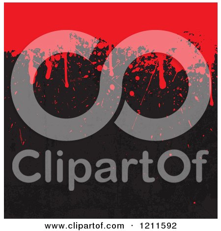 Clipart of Red Blood Dripping down on Scratched Black with Copyspace - Royalty Free Vector Illustration by KJ Pargeter