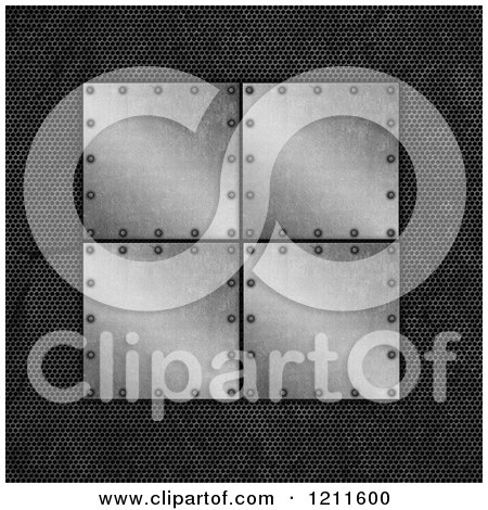 Clipart of a 3d Background of Metal Plates on Rust - Royalty Free CGI Illustration by KJ Pargeter
