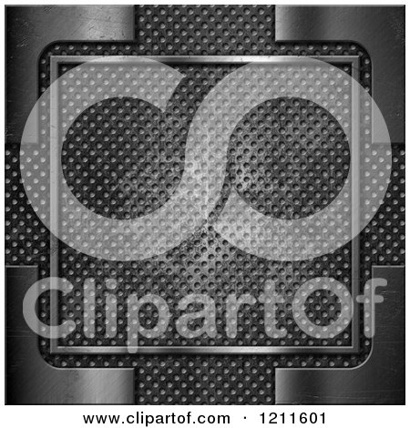 Clipart of a 3d Perforated Metal and Frame Background - Royalty Free CGI Illustration by KJ Pargeter
