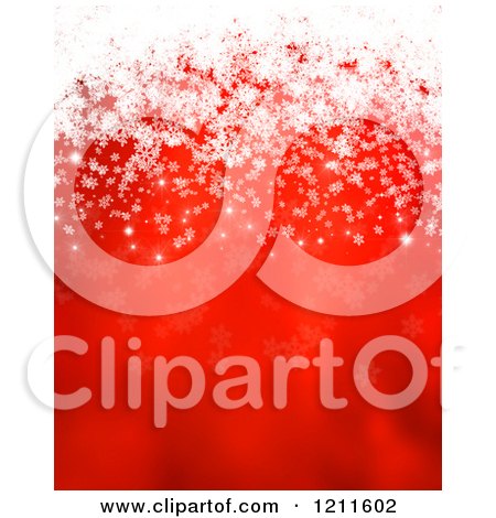 Clipart of a Red Christmas Background with White Snowflakes - Royalty Free Vector Illustration by KJ Pargeter