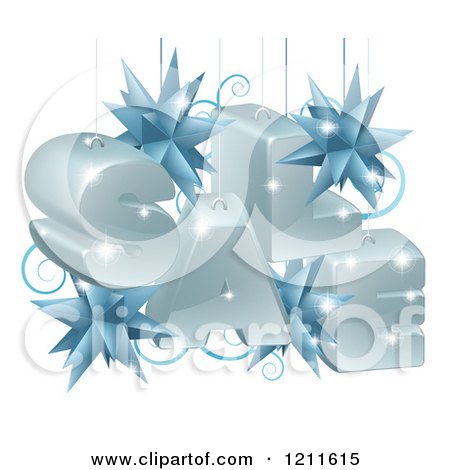 Clipart of a 3d Suspended Christmas Sale with Star Baubles - Royalty Free Vector Illustration by AtStockIllustration